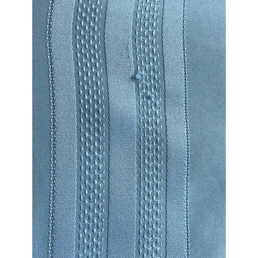 Vintage Blue Woven Damask Tablecloth Rectangular Striped 1980s Fabric Craft